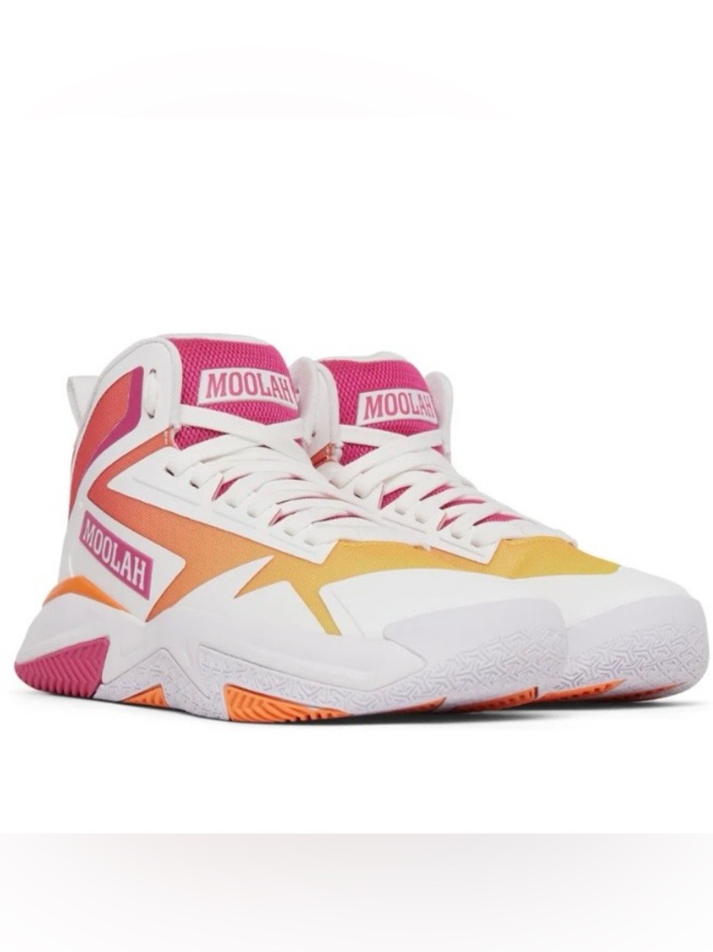NWOT Moolah Triple Double High Top Women’s Basketball Sneakers Orange Pink 8.5